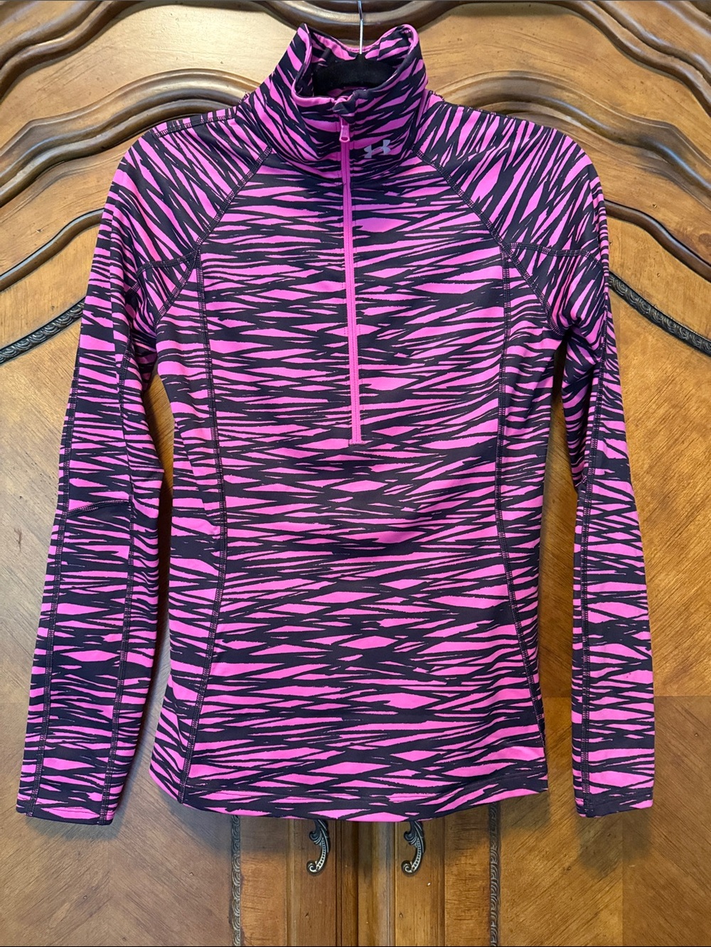 Under Armour Women's Hot Pink & Black Zebra Half-Zip Performance Top